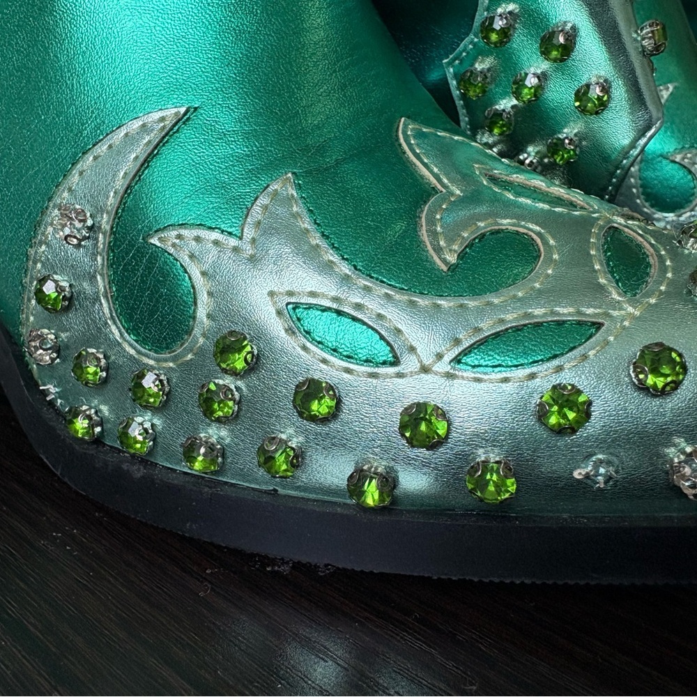 Azalea Wang Bright Green Cowboy Boots Size 8.5 Women - Picture 6 of 9